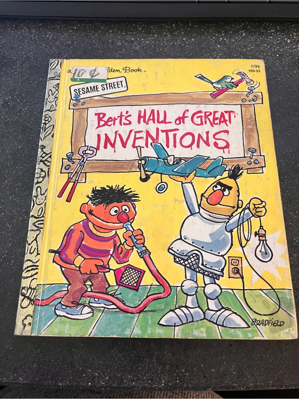 Vintage Sesame Street Bert's Hall of Great Inventions Little Golden Book